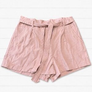 Simply Blessed Mauve Pink‎ High Waisted Tie Front Paperbag Shorts Boho Pastel S